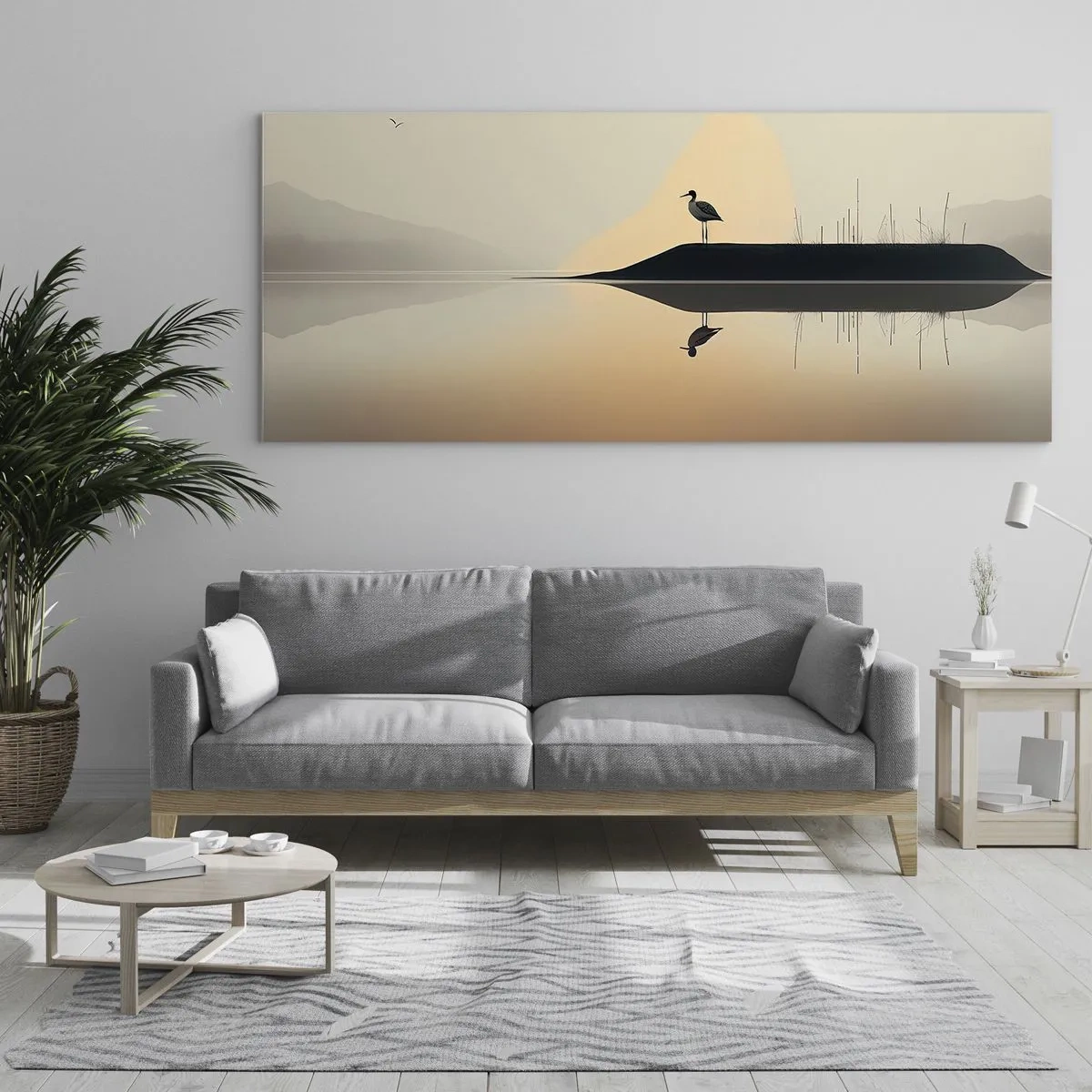 Cuadro sobre vidrio - Impresiones sobre Vidrio - Un caballero en el lago - 100x40 cm