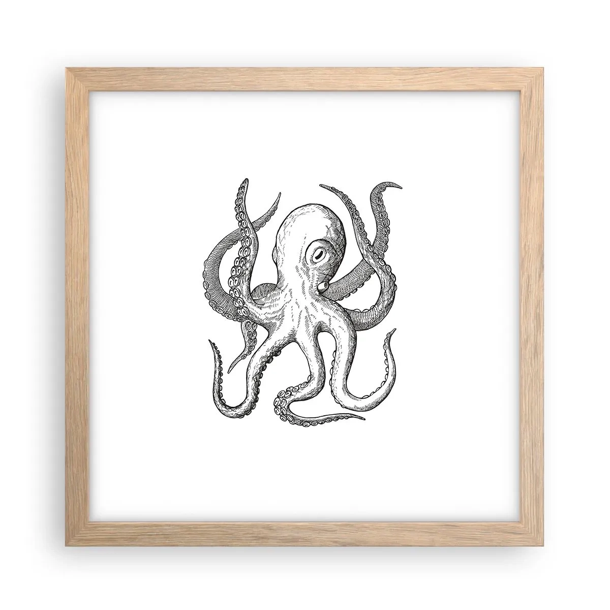 Póster en marco roble claro - Bailando con olas - 30x30 cm