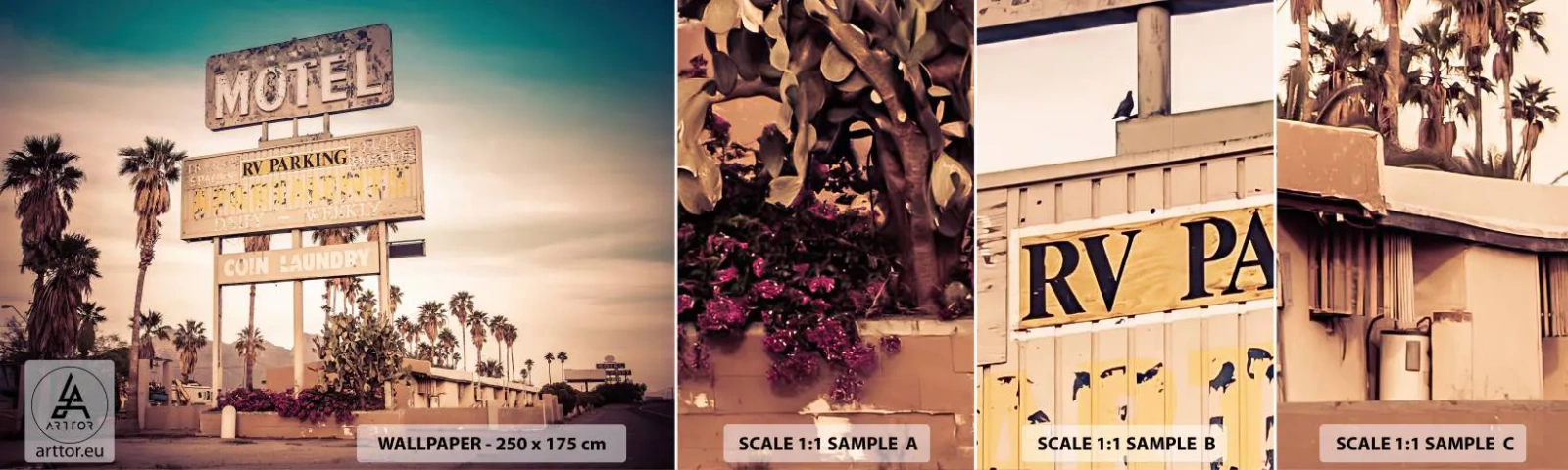 Muestra De Fotomural Standard Eco - El tiempo se detuvo - Paisaje, Arquitectura, EE.UU - 100x30 cm