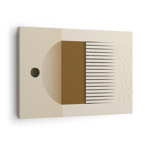 Cuadro sobre lienzo - Impresión de Imagen - Composición geométrica abstracta en tonos beige y marrón. - 70x50cm - Varios estados - Decoración de pared moderna para salón y dormitorio ARTTOR