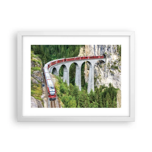 Póster en marco blanco - Atravesando las montañas - 40x30 cm