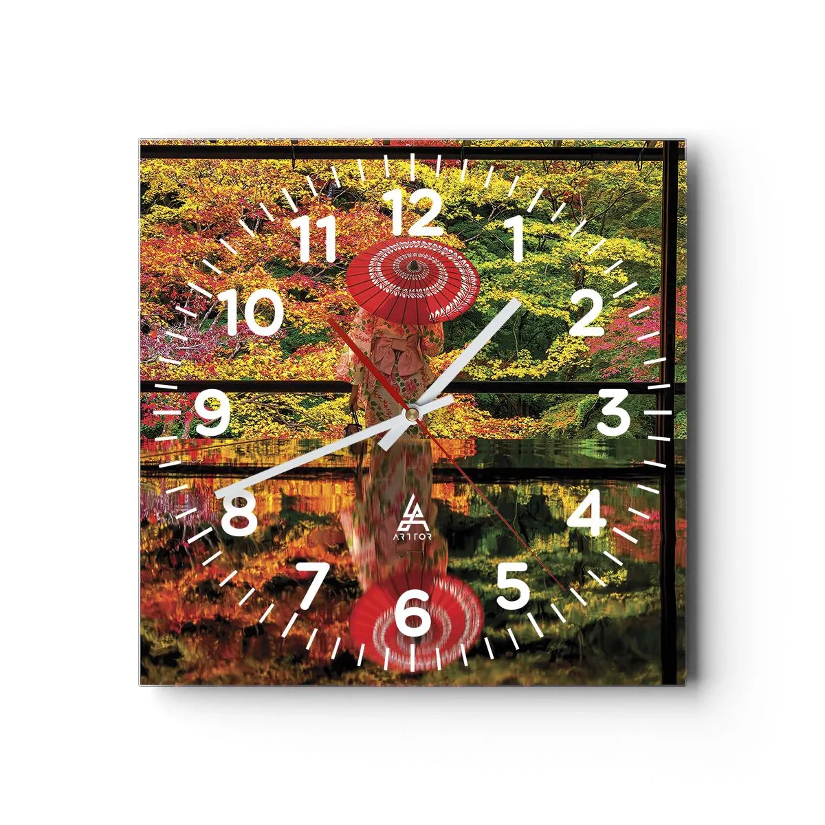 Reloj de pared - Reloj de vidrio - En un templo de la naturaleza - 40x40 cm