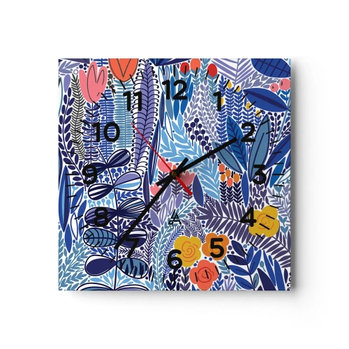 Reloj de pared - Reloj de vidrio - Jardín hawaiano - 30x30 cm