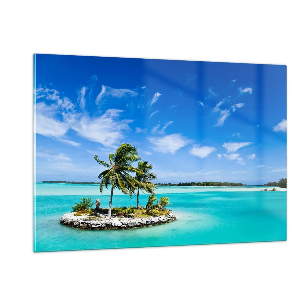 Cuadro sobre vidrio - Impresiones sobre Vidrio - Una isla tropical con el océano turquesa como telón de fondo. - 120x80cm - El paraíso en la Tierra - Decoración de pared moderna para salón y dormitorio ARTTOR