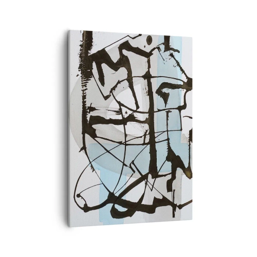 Cuadro sobre lienzo - Impresión de Imagen - Líneas y formas abstractas en azul y negro. - 50x70cm - Azul a pesar de todo - Decoración de pared moderna para salón y dormitorio ARTTOR