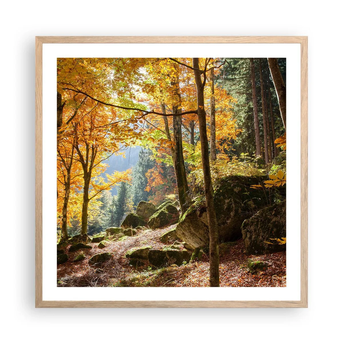 Póster en marco roble claro - Tiempo de descanso - 60x60 cm