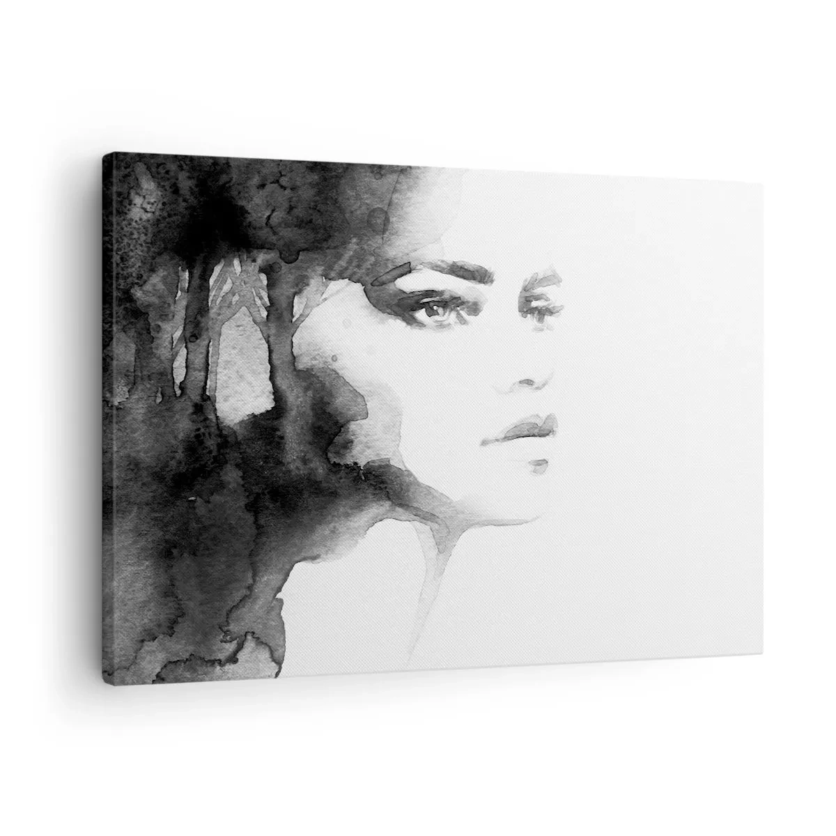 Cuadro sobre lienzo - Impresión de Imagen - Un retrato sutil de una mujer en tonos blanco y negro. - 70x50cm - Hecho de misterio y niebla - Decoración de pared moderna para salón y dormitorio ARTTOR