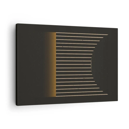 Cuadro sobre lienzo - Impresión de Imagen - Patrón geométrico con rayas sobre fondo oscuro. - 70x50cm - Explorar la oscuridad - Decoración de pared moderna para salón y dormitorio ARTTOR