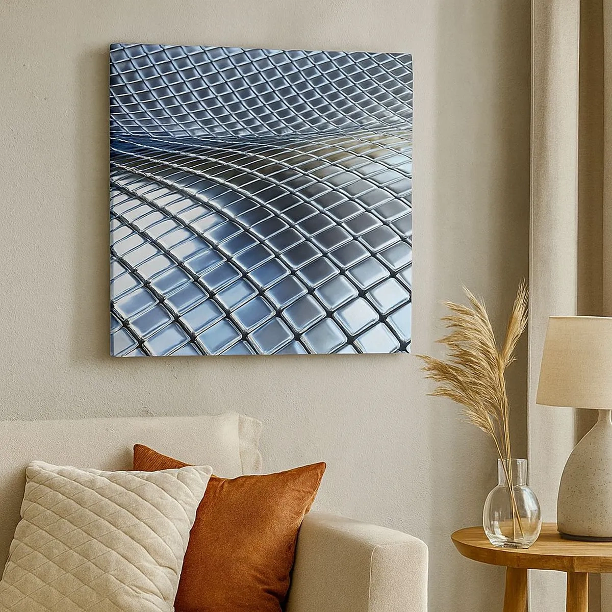 Cuadro sobre lienzo - Impresión de Imagen - Ola de plata - 30x30 cm