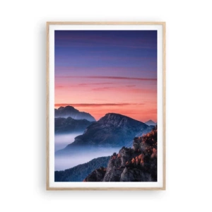 Póster en marco roble claro - Sobre los valles - 70x100 cm