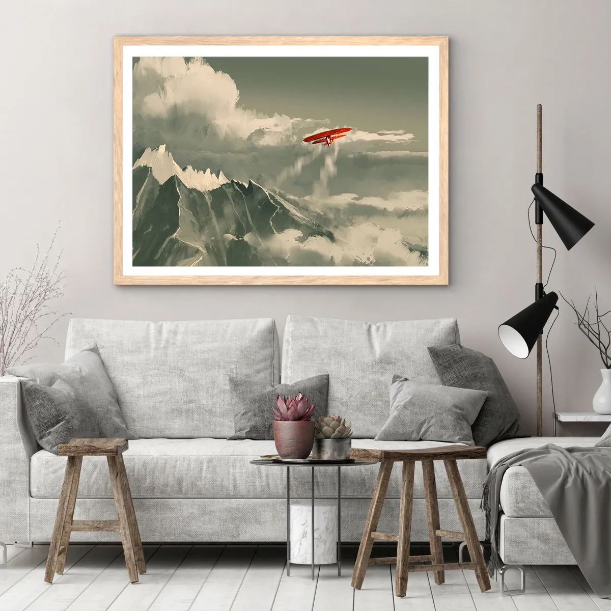 Póster en marco roble claro - Pionero sin miedo - 50x40 cm