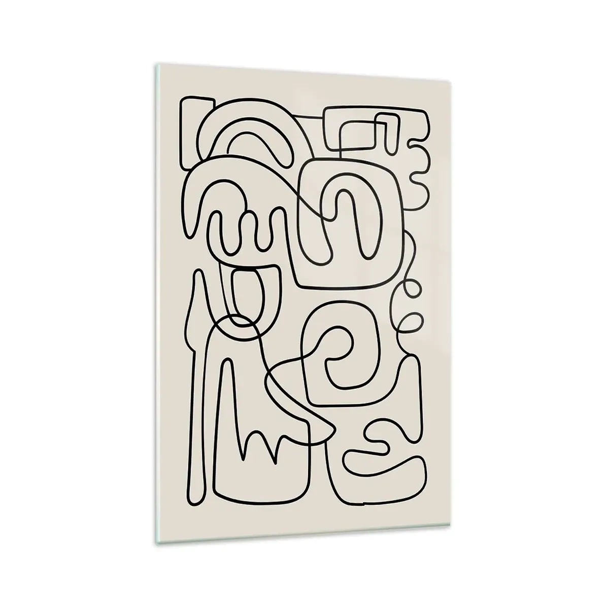 Cuadro sobre vidrio - Impresiones sobre Vidrio - Patrón de arte lineal abstracto en negro sobre un fondo claro - 80x120cm - El camino correcto - Decoración de pared moderna para salón y dormitorio ARTTOR