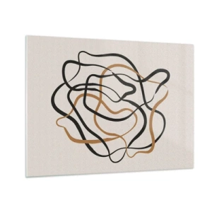 Cuadro sobre vidrio - Impresiones sobre Vidrio - Una maraña abstracta de líneas en negro y marrón. - 70x50cm - Todo ha salido mal - Decoración de pared moderna para salón y dormitorio ARTTOR