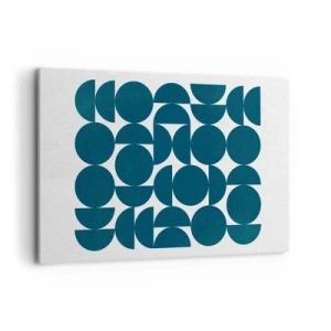 Cuadro sobre lienzo - Impresión de Imagen - Formas geométricas en tonos azul marino sobre fondo blanco. - 120x80cm - Círculos y semicírculos - Decoración de pared moderna para salón y dormitorio ARTTOR