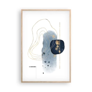 Póster en marco roble claro - Fantasía azul y oro - 61x91 cm