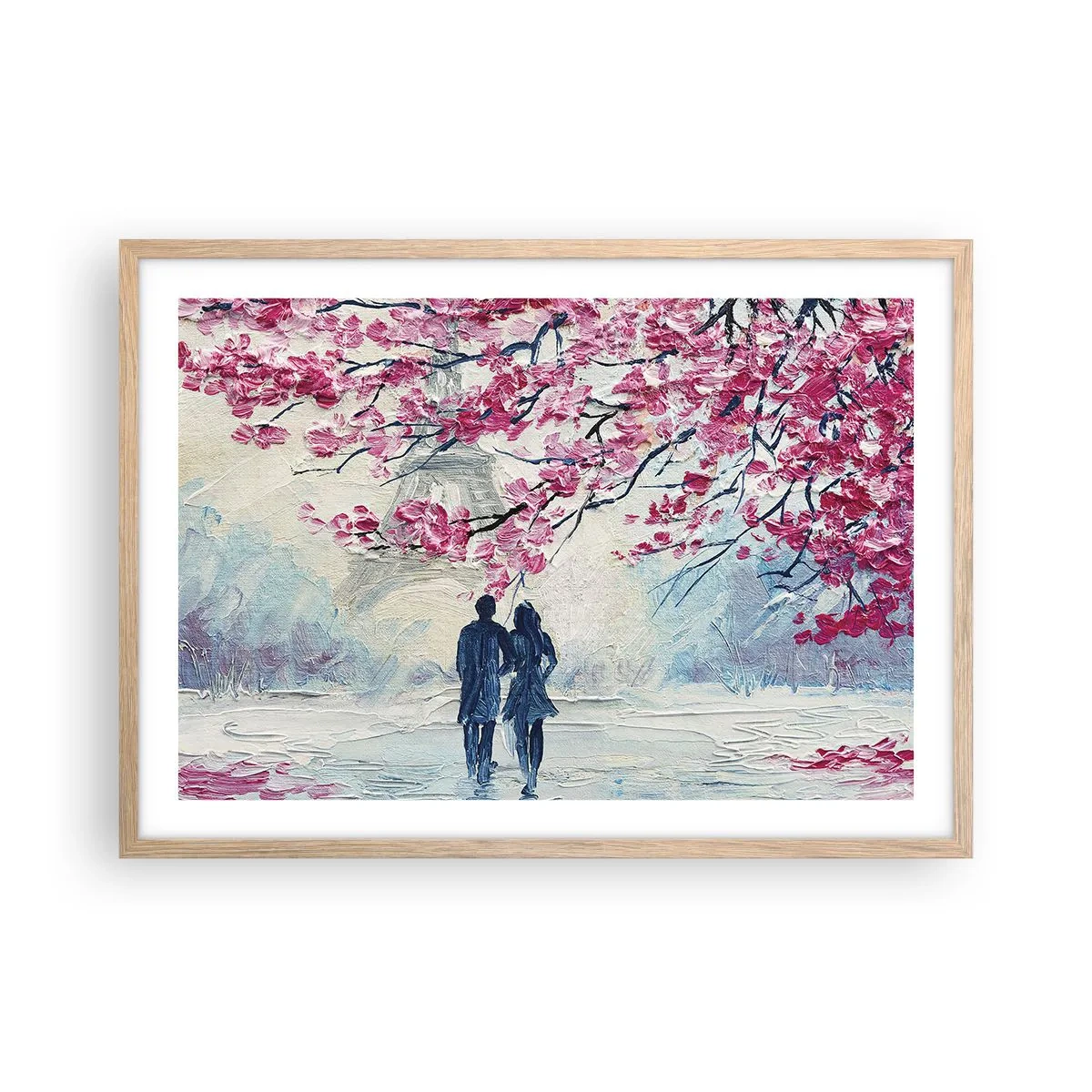 Póster en marco roble claro - Un paseo romántico - 70x50 cm