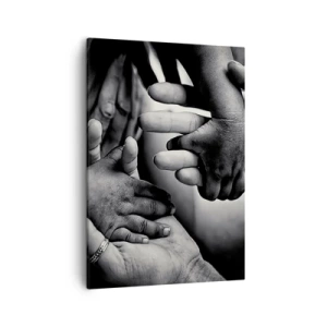 Cuadro sobre lienzo - Impresión de Imagen - Manos en blanco y negro de diferentes generaciones. - 50x70cm - Ser humano - Decoración de pared moderna para salón y dormitorio ARTTOR