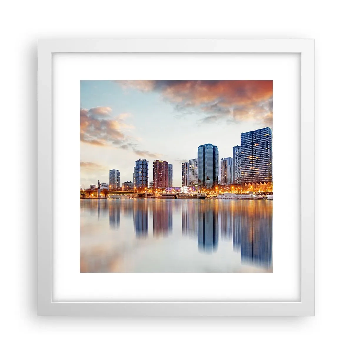 Póster en marco blanco - La calma monumental de París - 30x30 cm