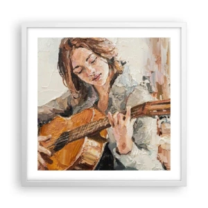Póster en marco blanco - Concierto de guitarra y corazón joven - 50x50 cm