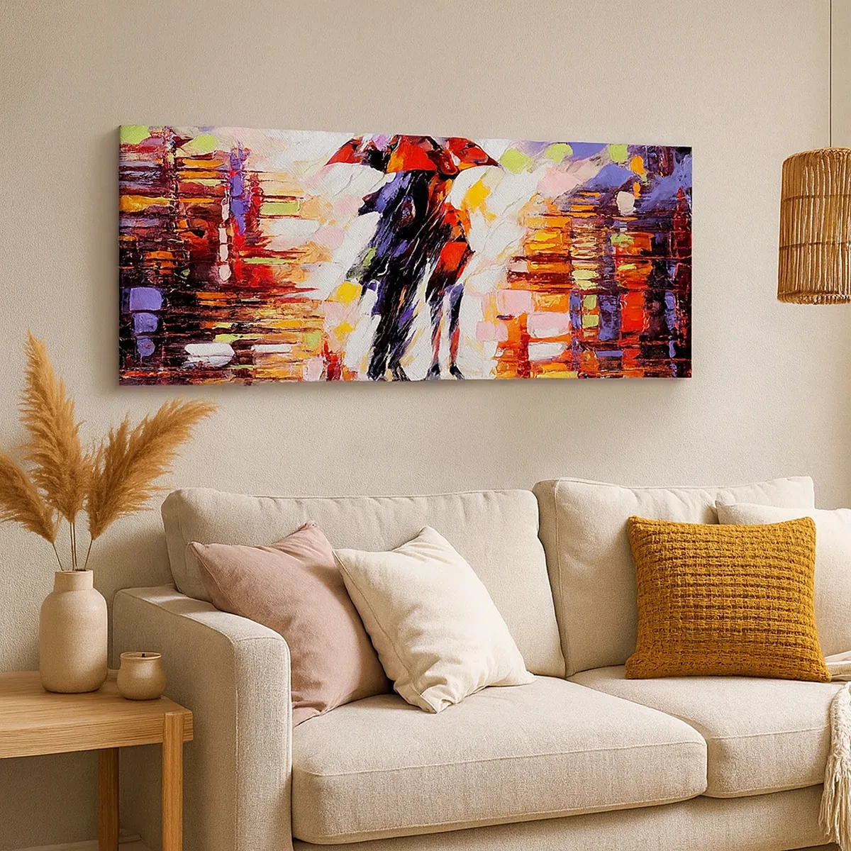 Cuadro sobre lienzo - Impresión de Imagen - Juntos a través de la noche y la lluvia - 30x30 cm