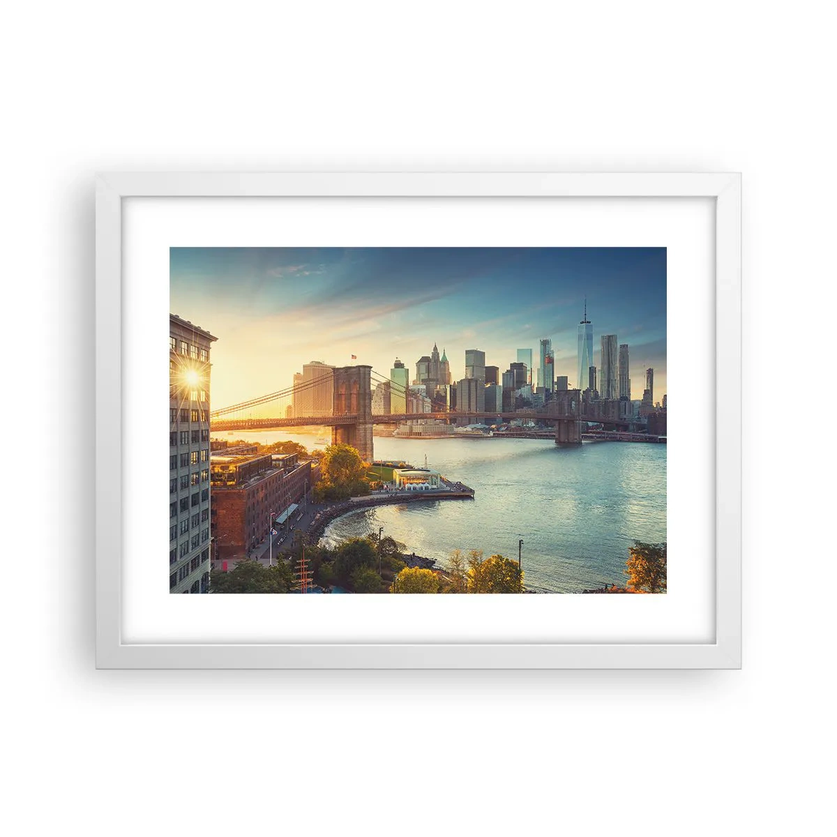 Póster en marco blanco - El amanecer de la gran ciudad - 40x30 cm