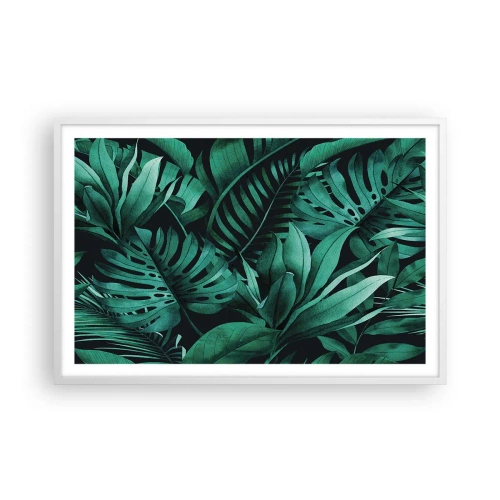 Póster en marco blanco - Profundidad del verde tropical - 91x61 cm