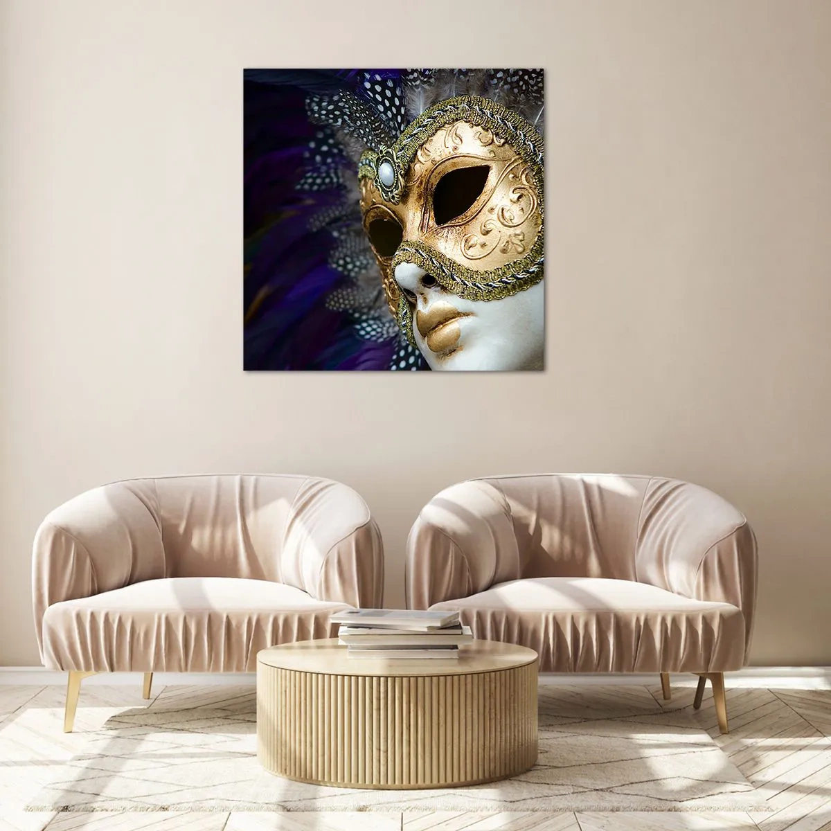 Cuadro sobre vidrio - Impresiones sobre Vidrio - Retrato veneciano en oro - 60x60 cm