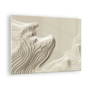 Cuadro sobre vidrio - Impresiones sobre Vidrio - Abstracción minimalista con líneas topográficas sobre fondo beige. - 70x50cm - Topografía del arte - Decoración de pared moderna para salón y dormitorio ARTTOR
