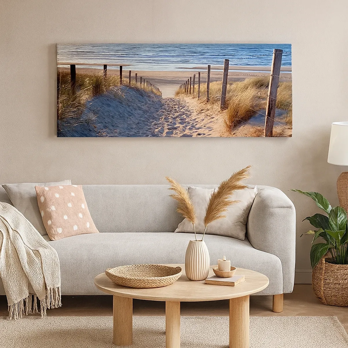 Cuadro sobre lienzo - Impresión de Imagen - El sonido del mar, el canto de los pájaros, una playa virgen entre las dunas... - 30x30 cm