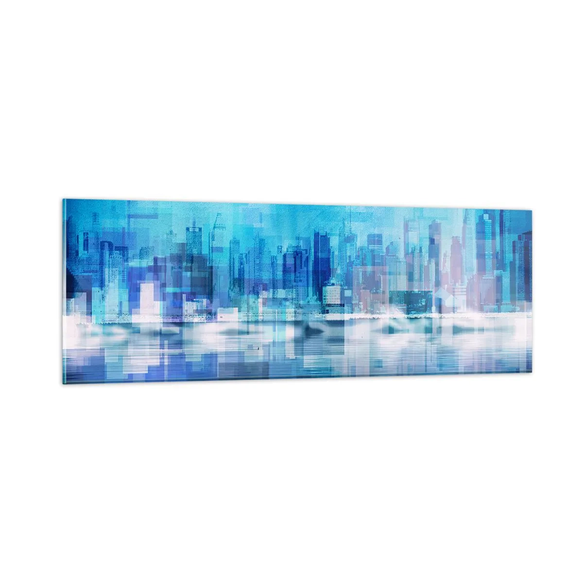 Cuadro sobre vidrio - Impresiones sobre Vidrio - La urbe azul - 90x30 cm