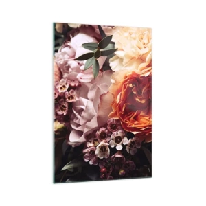 Cuadro sobre vidrio - Impresiones sobre Vidrio - Un primer plano de una colorida composición floral. - 70x100cm - Belleza envolvente - Decoración de pared moderna para salón y dormitorio ARTTOR