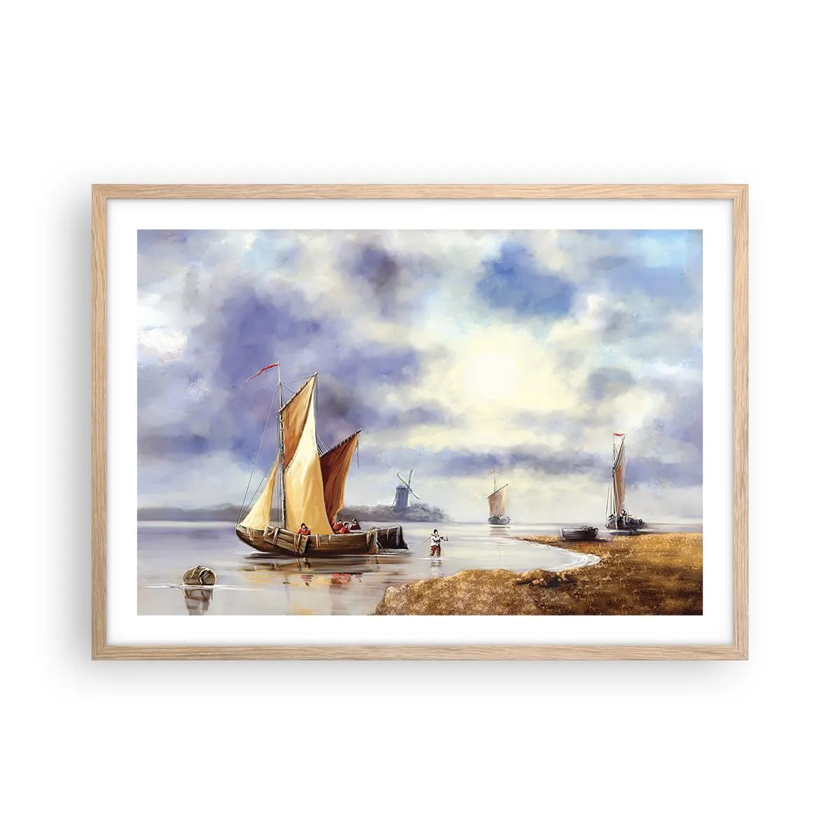 Póster en marco roble claro - El regreso de los marineros - 70x50 cm