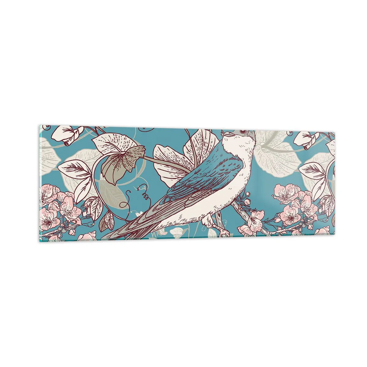 Cuadro sobre vidrio - Impresiones sobre Vidrio - En el cerezo - 90x30 cm