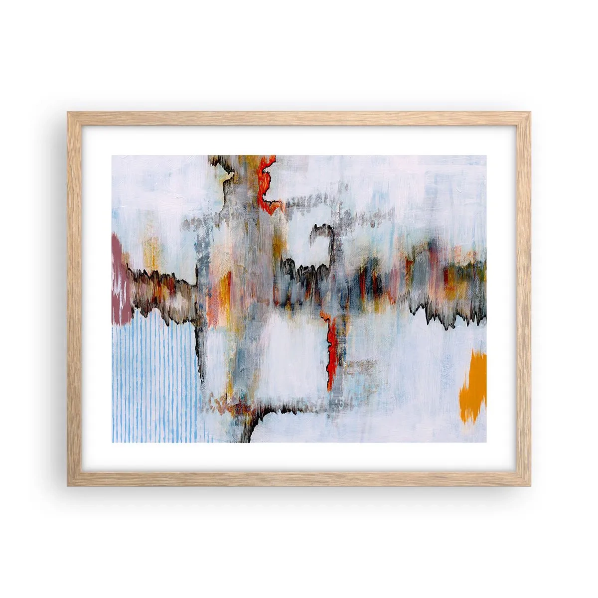 Póster en marco roble claro - Abstracto sobre el agua - 50x40 cm