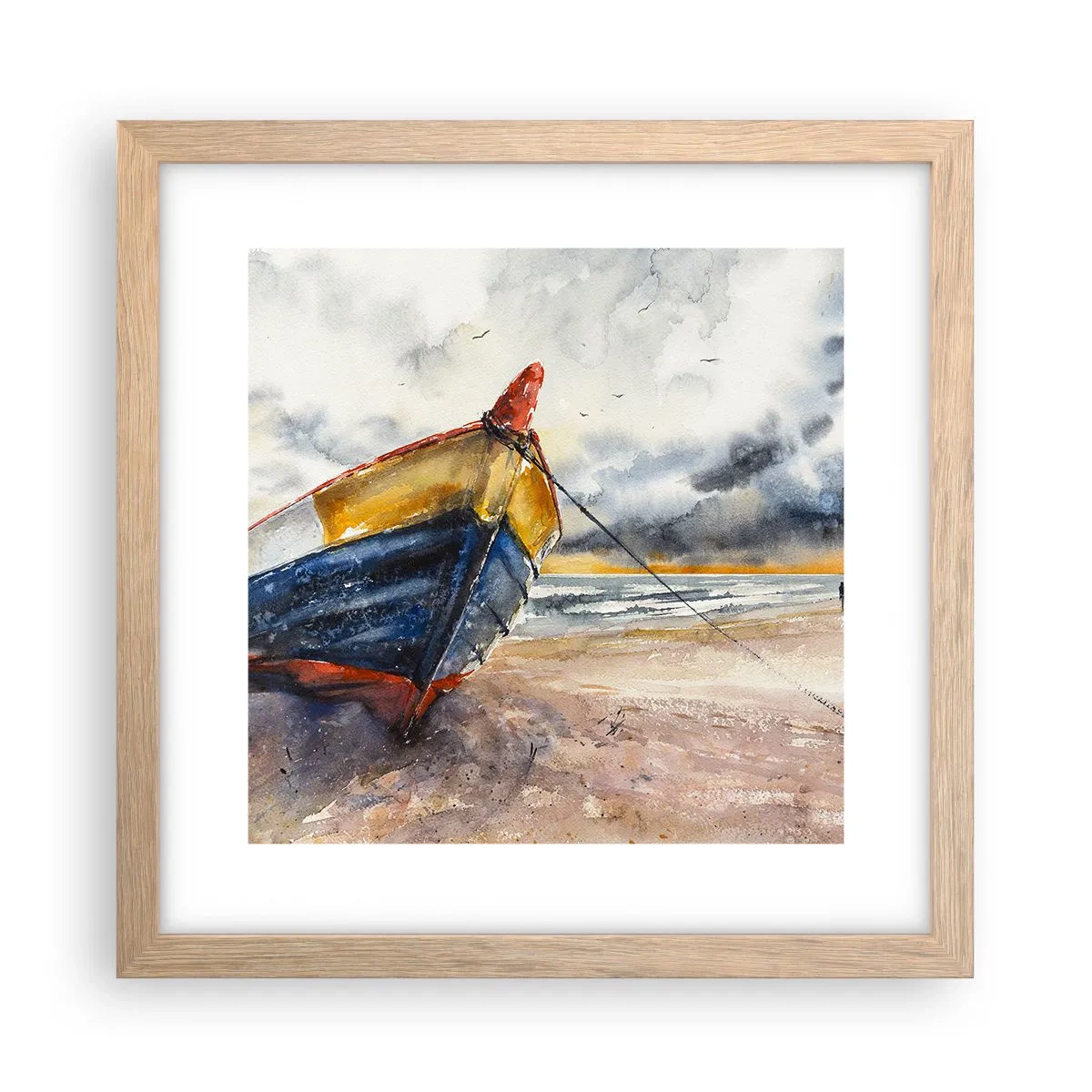 Póster en marco roble claro - Descansando en la orilla - 30x30 cm