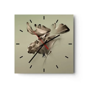 Reloj de pared - Reloj de vidrio - Una imagen abstracta de un alce sobre un fondo minimalista. - 30x30cm - El suave poder de la paz - Decoración de pared moderna para salón y dormitorio ARTTOR