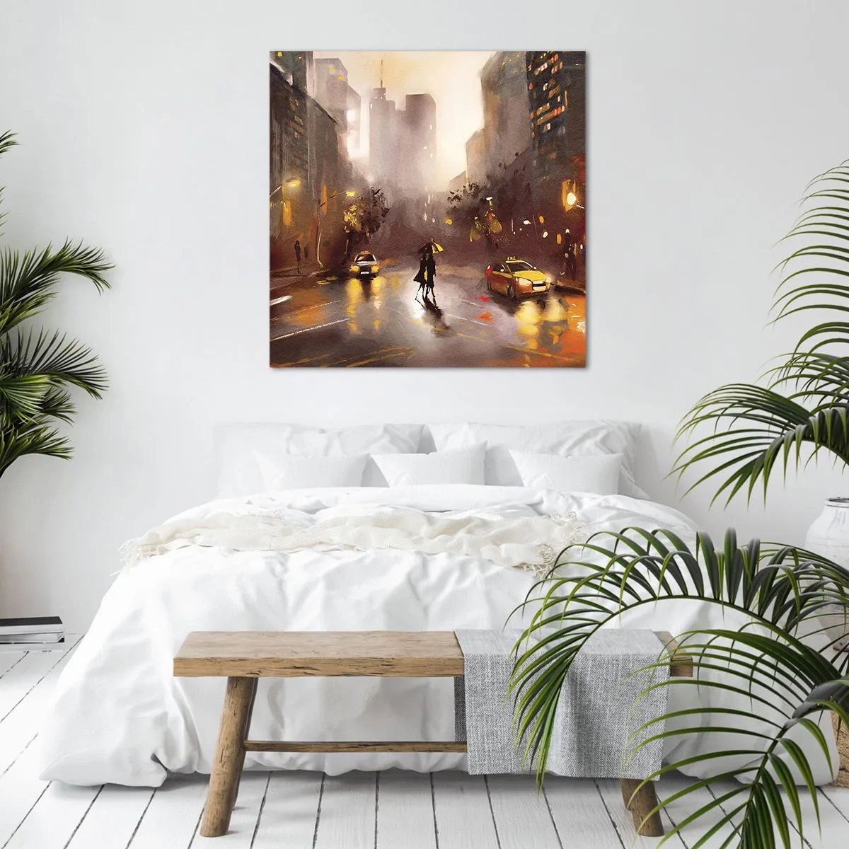 Cuadro sobre lienzo - Impresión de Imagen - En las luces de Nueva York - 70x70 cm