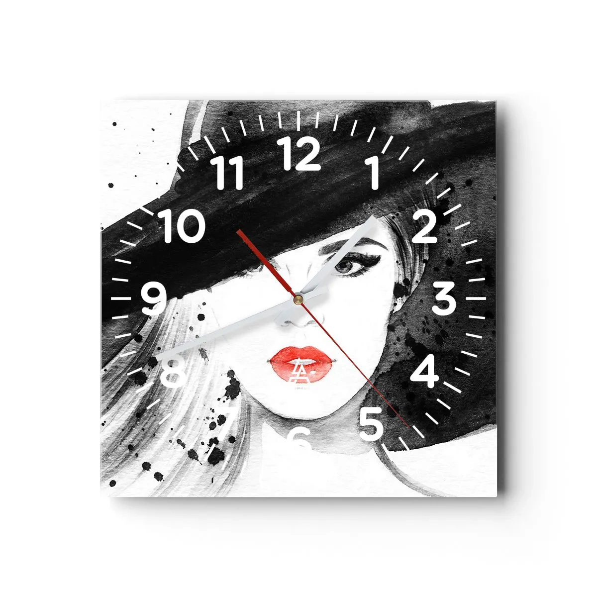 Reloj de pared - Reloj de vidrio - Dama de negro - 30x30 cm
