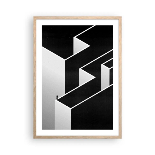 Póster en marco roble claro - Soledad en la cumbre - 50x70 cm