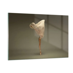 Cuadro sobre vidrio - Impresiones sobre Vidrio - Una bailarina en una pose delicada con el velo levantado. - 120x80cm - A punto de volar - Decoración de pared moderna para salón y dormitorio ARTTOR