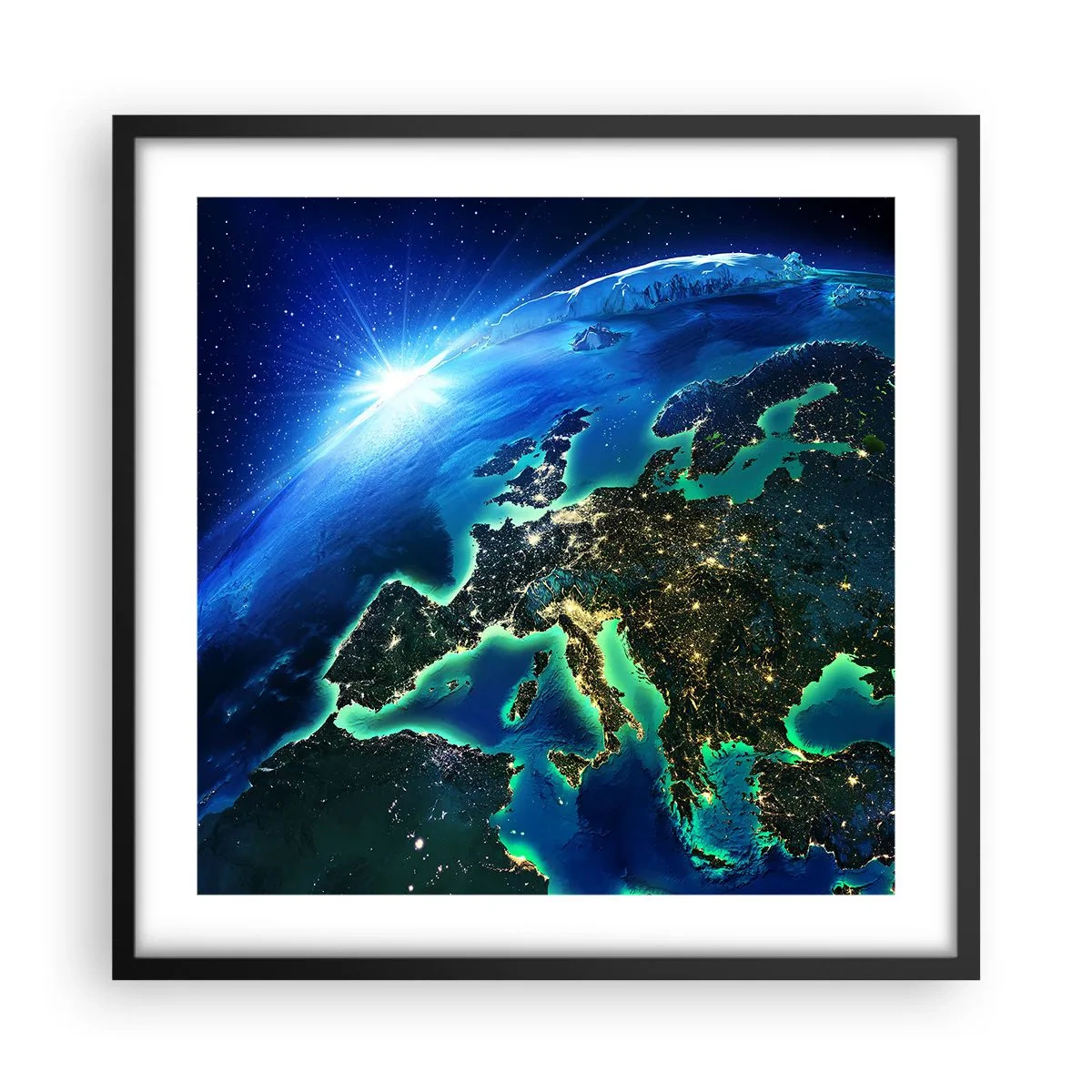Póster en marco negro - Una Europa resplandeciente - 50x50 cm