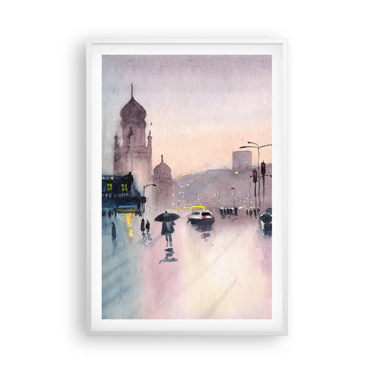 Póster en marco blanco - En una niebla lluviosa - 61x91 cm