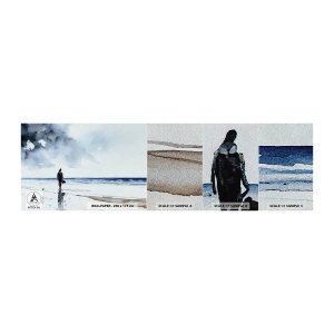 Muestra de fotomural Premium Sand - Conversación con el mar - Solitario, Hombre, Costa - 100x30 cm