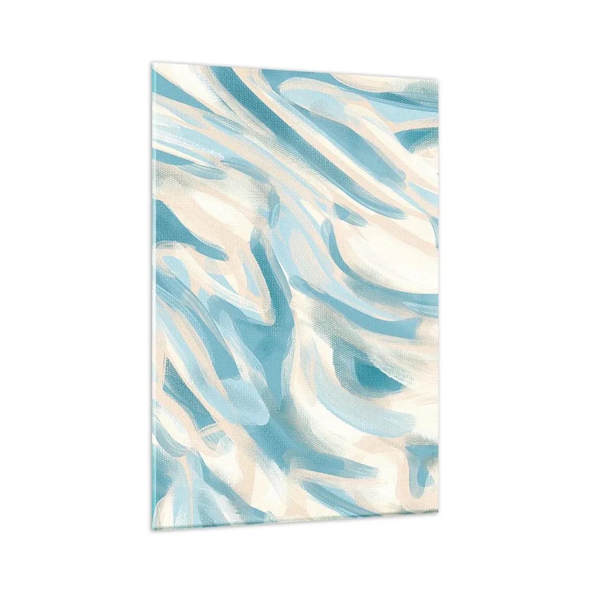 Cuadro sobre vidrio - Impresiones sobre Vidrio - Rayas azules abstractas sobre un fondo claro - 80x120cm - Brisas primaverales - Decoración de pared moderna para salón y dormitorio ARTTOR