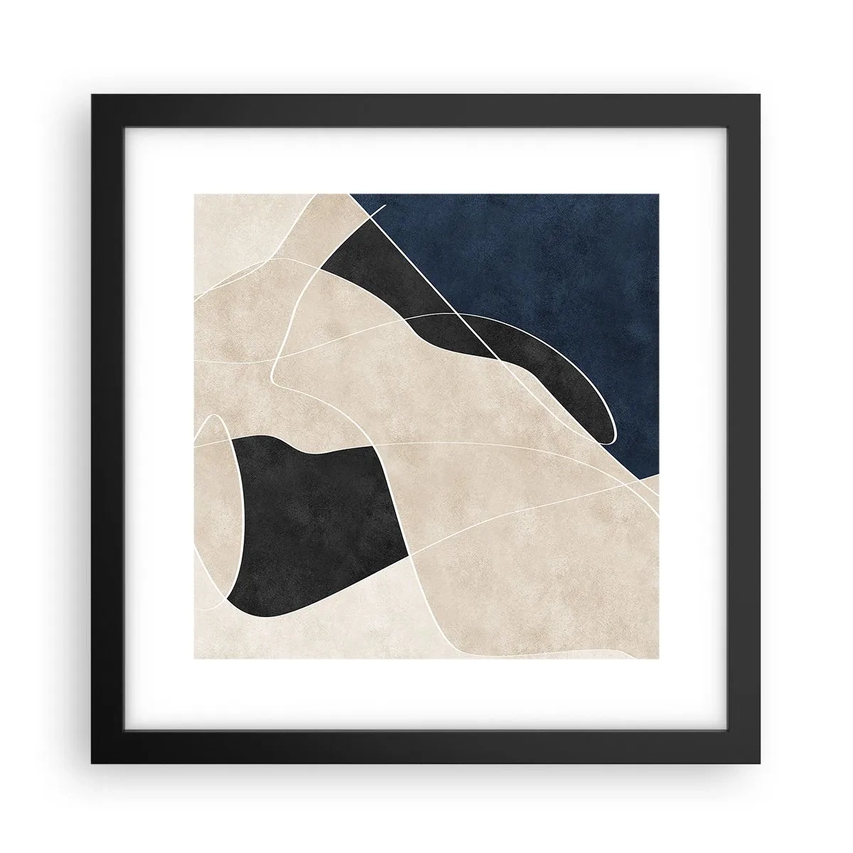 Póster en marco negro - Composición abstracta - contraste de colores - 30x30 cm