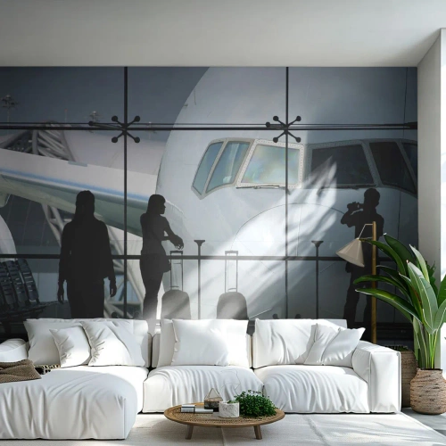 Fotomural Premium Sand - Vis a vis en el aeropuerto - Avión, Aeropuerto, Viajes - 400x280 cm