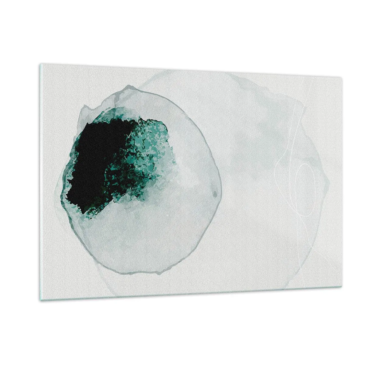 Cuadro sobre vidrio - Impresiones sobre Vidrio - Una forma abstracta que se asemeja a una gota de agua en tonos verdes. - 120x80cm - En una gota de agua - Decoración de pared moderna para salón y dormitorio ARTTOR