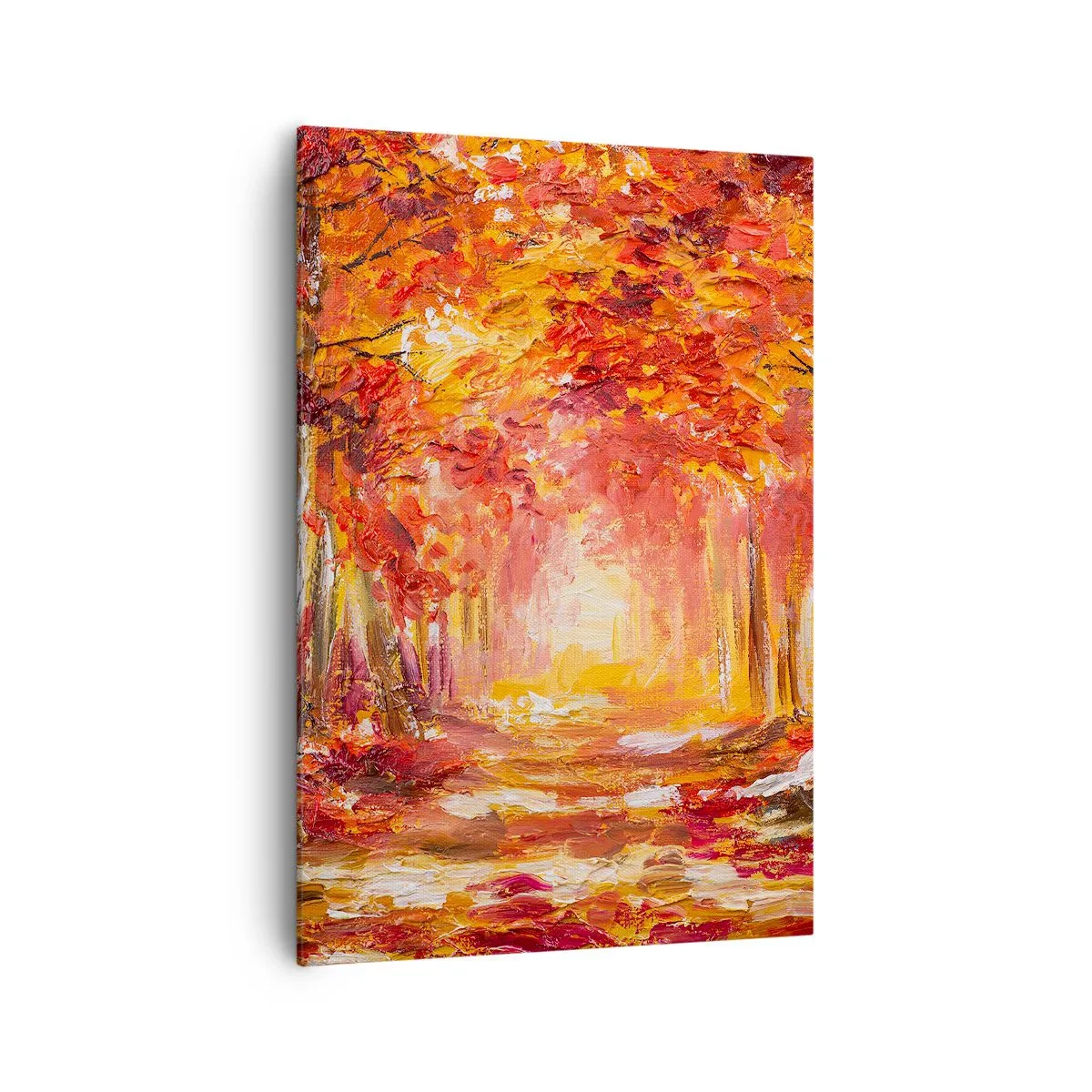 Cuadro sobre lienzo - Impresión de Imagen - Bosque otoñal en tonos cobre y dorado. - 70x100cm - Bosque de cobre - Decoración de pared moderna para salón y dormitorio ARTTOR