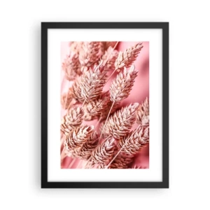 Póster en marco negro - Estructura floral en rosa - 30x40 cm