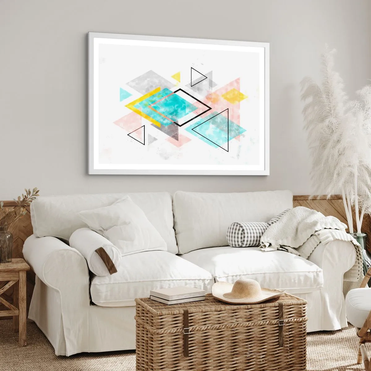 Póster en marco blanco - Un juego geométrico - 91x61 cm